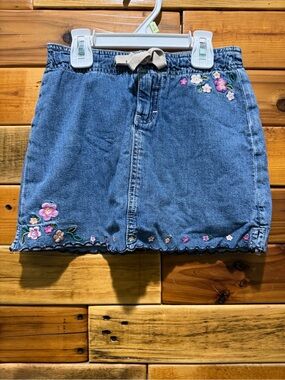Embroidered Denim Mini Skirt - Blue